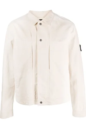 Stone Island Men Sports Jackets - Logo-patch button-fastening jacket - Neutrals
