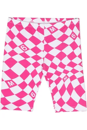 Maison Margiela Girls Shorts - Chequered logo-print stretch-cotton shorts - Pink