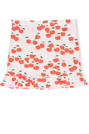 Tiny Cottons Girls Printed Skirts - Cherry-print flared skirt - Pink