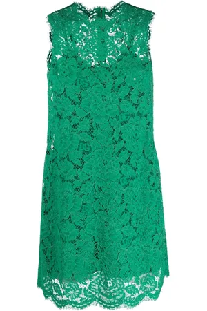 Dolce & Gabbana Women Sleeveless Dresses - Lace sleeveless shift minidress - Green