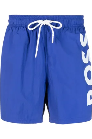 HUGO BOSS Men Swim Shorts - Octopus logo-print swim shorts - Blue