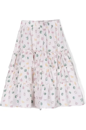 Coco Au Lait Girls Printed Skirts - Fruit-print tiered organic cotton skirt - Pink