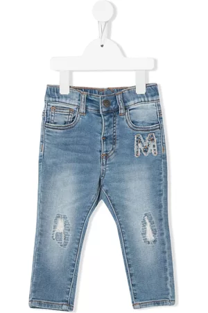 MONNALISA Skinny Jeans - Logo patch skinny jeans - Blue