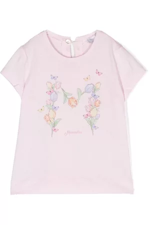 MONNALISA Tops - Floral-print cotton top - Pink