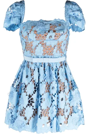 Self-Portrait 3D cotton lace mini dress