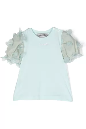 Simonetta T-Shirts - Crystal-embellished puff-sleeve T-shirt - Green