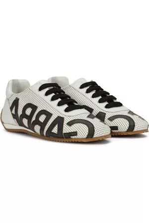 Dolce & Gabbana Boys Low Top Sneakers - Logo-patch low-top leather sneakers - White