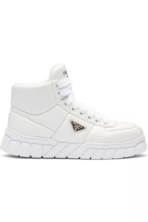 Prada Men Designer Hi-Tops - Padded leather high-top sneakers - White