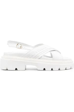 santoni Logo-embossed chunky leather sandals