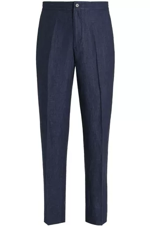 Z Zegna Men Formal Pants - Pressed-crease tailored trousers - Blue