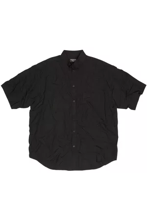 Balenciaga Men Short sleeved Shirts - Crinkled short-sleeve shirt - Black