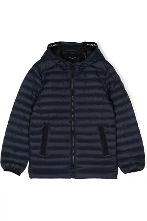 Moose Knuckles Boys Puffer Jackets - Slouchy-hood padded-design jacket - Blue