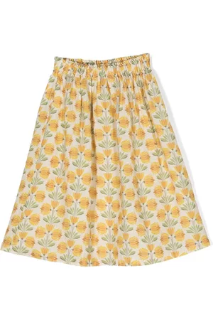Babe And Tess Girls Printed Skirts - Floral-print linen skirt - Neutrals