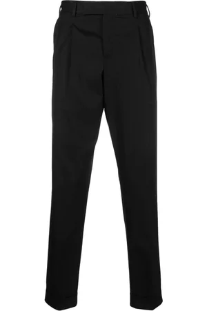 PT Torino Men Formal Pants - Pleated cotton pants - Black