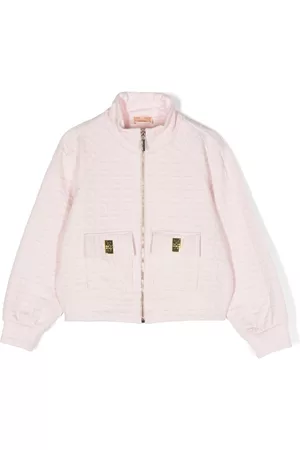Elisabetta Franchi La Mia Bambina Girls Bomber Jackets - Embossed-logo zip-up jacket - Pink