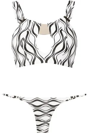 AMIR SLAMA Wave-print thong bikini set