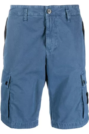 Stone Island Men Bermudas - Mid-rise cotton bermuda shorts - Blue