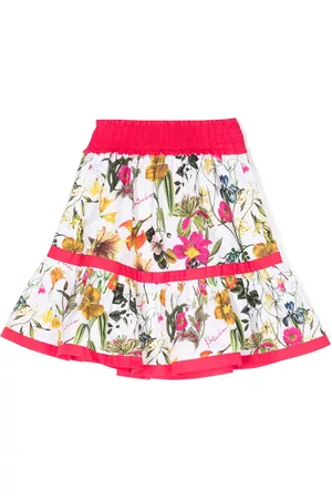 PATACHOU Girls Printed Skirts - Floral-print elasticated cotton skirt - Pink