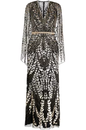 Jenny Packham Women Evening Dresses - Lovebird sequin cape gown - Black