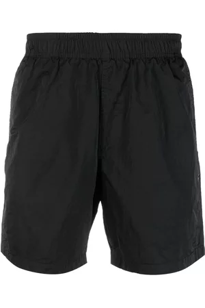 Stone Island Men Sports Shorts - Embroidered-logo elasticated-waistband shorts - Black