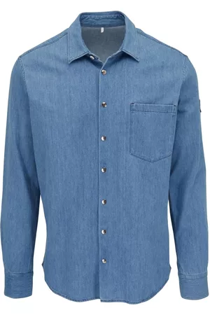 Moncler Men Long Sleeved Shirts - Long-sleeve chambray shirt - Blue
