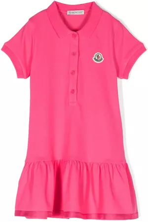 Moncler Girls Casual Dresses - Logo-patch stretch-cotton polo dress - 546 FUXIA