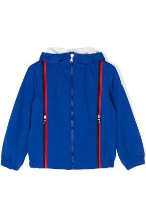 Moncler Boys Bomber Jackets - Logo-patch cotton hooded jacket - Blue