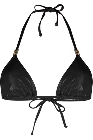 Moschino Women Triangle Bikinis - Metallic-effect triangle bikini top - Black