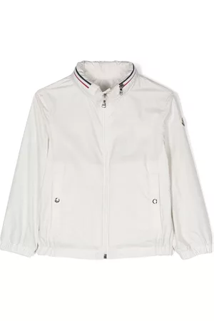Moncler Boys Bomber Jackets - Farlak logo-patch hooded jacket - White