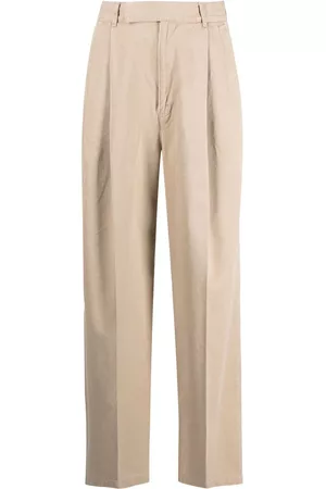 UNDERCOVER Women Pants - Pleated cropped cotton trousers - Brown