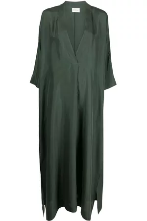 P.a.r.o.s.h. Women Tunic Dresses - Silk kaftan dress - Green