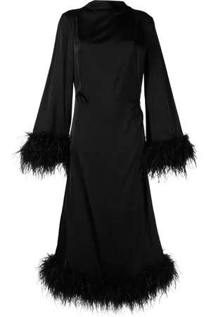 RACHEL GILBERT Women Evening Dresses - Pietro feather-trim dress - Black