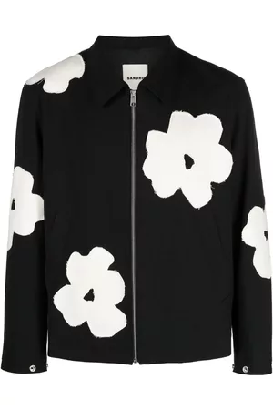 Sandro Men Floral Jackets - Floral-patch jacket - Black