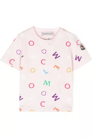 Moncler Short Sleeved T-Shirts - Logo-print short-sleeve T-shirt - Pink