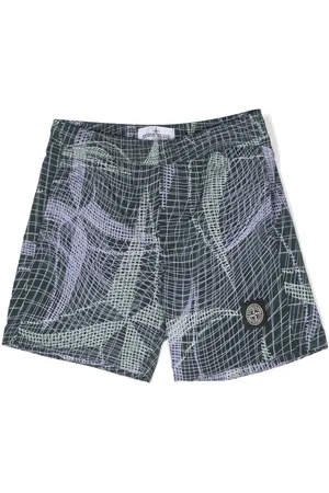 Stone Island Compass-patch abstract-print swim shorts