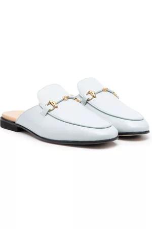 GALLUCCI Loafers - Calf-leather almond-toe mules - Blue