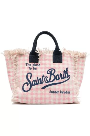 MC2 SAINT BARTH Women Beach Bags - Colette check-print beach bag - Pink