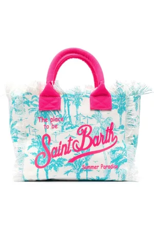 MC2 SAINT BARTH Women Beach Bags - Colette palm tree-print beach bag - White