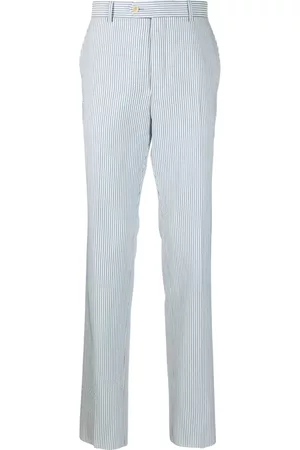 Fursac Men Formal Pants - Stripe-pattern tailored trousers - Blue