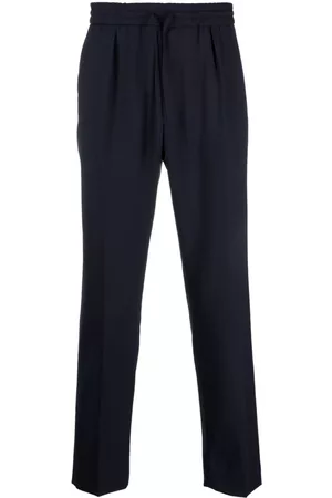 Fursac Men Formal Pants - Tailored-cut drawstring trousers - Blue