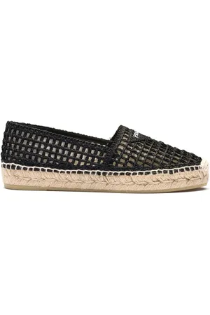Prada Logo-plaque raffia espadrilles