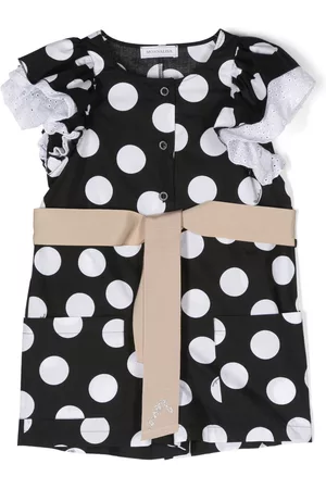 MONNALISA Girls Playsuits & Rompers - Polka dot-print cotton playsuit - Black