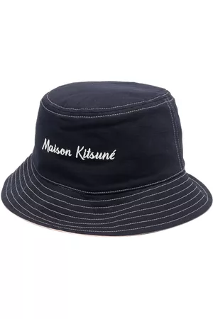 Maison Kitsuné Hats - Logo-embroidered bucket hat - Blue