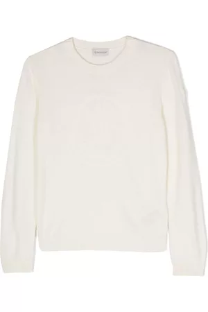 Moncler Boys Sweaters - Logo-embroidered wool jumper - White