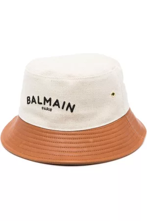 Balmain Hats - Logo-embroidered bucket hat - Neutrals