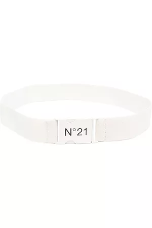 Nº21 Belts - Logo-print elasticated belt - White