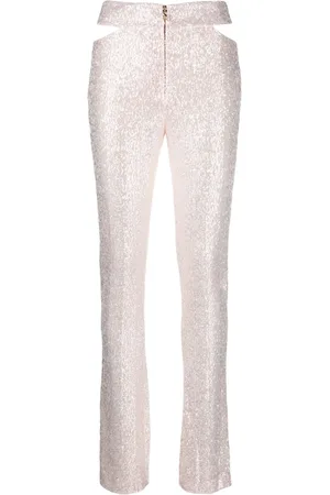 GENNY Sequin-embellished cut-out trousers