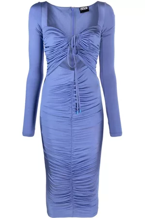 VERSACE Women Ruched Dresses - Ruched cut-out dress - Blue