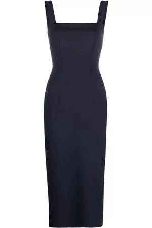 There Was One Women Pencil Dresses - Square-neck pencil midi dress - Blue