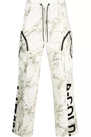 A-cold-wall* Men Wide Leg Pants - Overset Tech marbled trousers - White